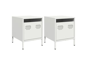 Lot de 2 tables de chevet - cabinet de chevet - table de nuit blanc 35x39x43,5 cm acier