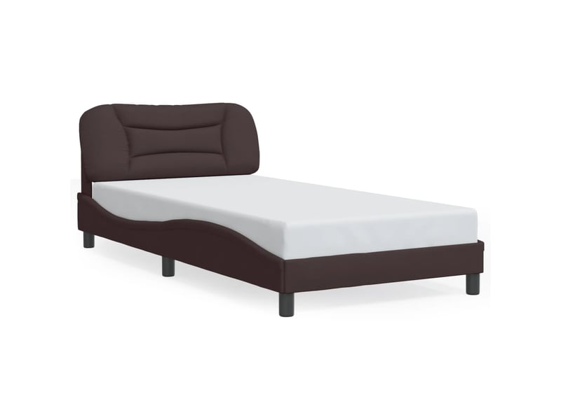 Lit simple- lit adulte - cadre de lit avec led sans matelas hvar marron foncé 100x200cm tissu - Conforama D