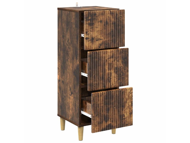  Armoire de rangement bureau, armoire à tiroirs chêne fumé 33 x 34,5 x 90 cm shl7238  - Conforama E