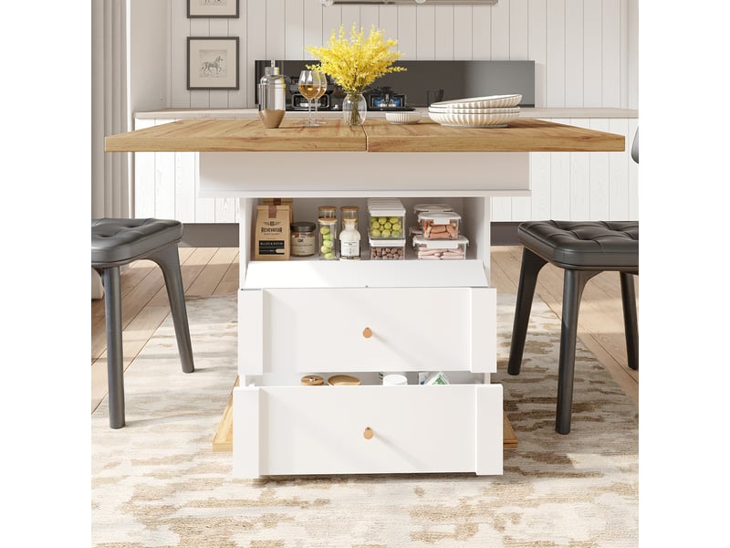  Table de séjour rectangulaire avec allonge blanc - 80x110-140max.cm mdf table blanc - Conforama D