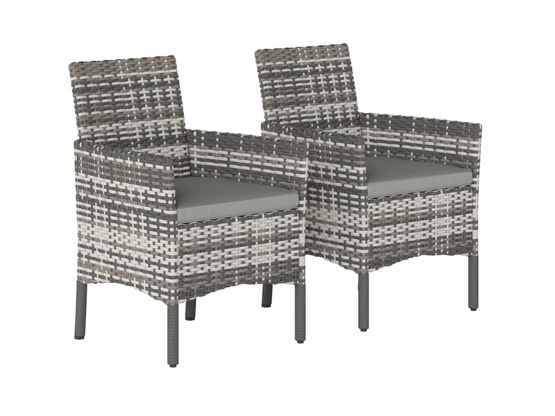 Lot de 2 fauteuils de jardin en résine tressée 58x62x87 cm – gris – coussins amovibles épais 5 cm