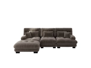 Canapé d’angle modulaire en l 313x145x81 cm 3 places avec ottomans mobiles chenille marron