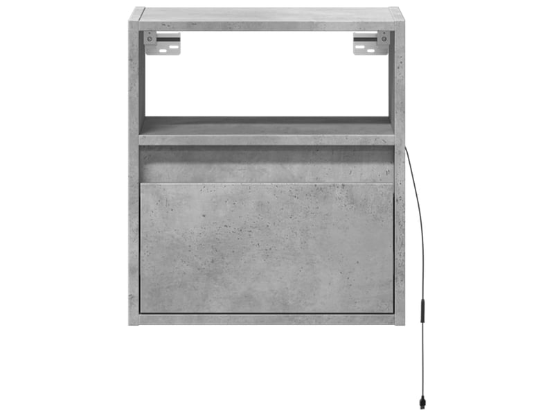 Lot de 2 tables de chevet - cabinet de chevet - table de nuit murales avec lumières led gris béton - Conforama E
