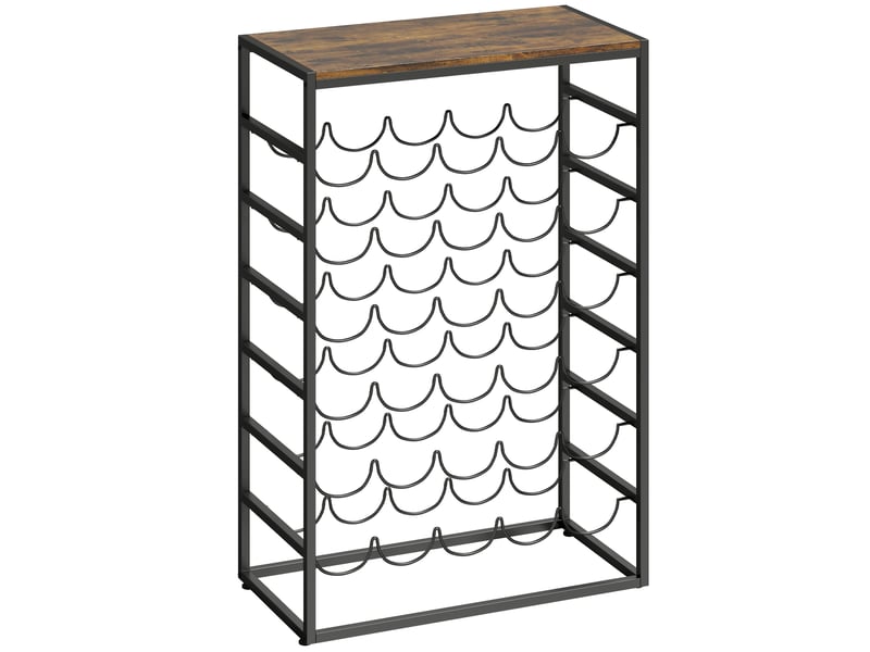  Casier à bouteilles pour 30 bouteilles, étagère à vin avec 6 niveaux, style industriel, 59x30x88,5cm, brun rustique  - Conforama A