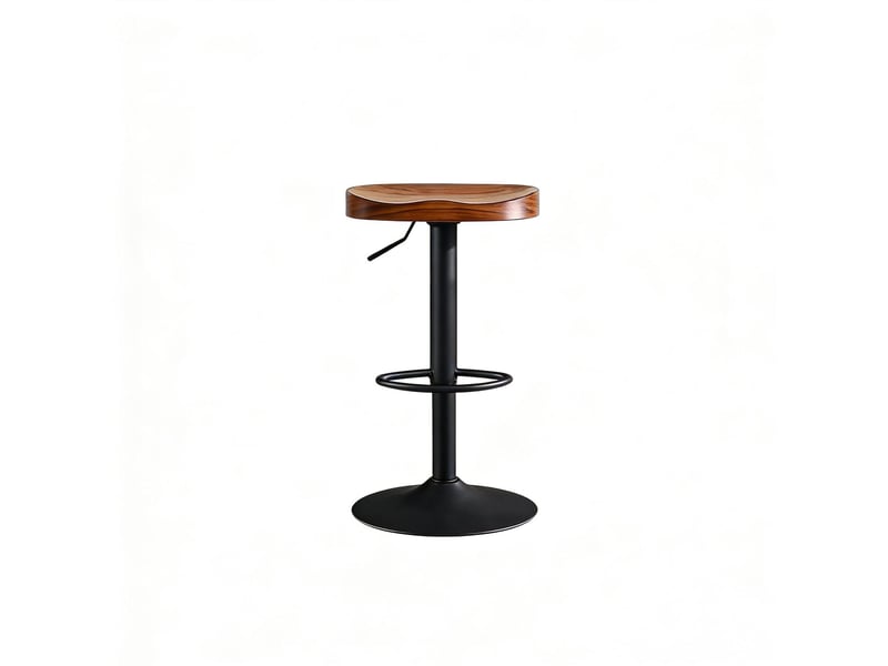  Tabouret de bar 66-90x38x33 cm réglable en hauteur et pivotant bois métal brun rustique  - Conforama A