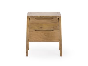 Table de chevet à 2 tiroirs en bois massif de manguier