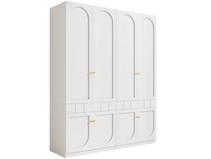 Lot de 2 armoires 2 portes modenvie 160 x 50 x 200 cm blanc mdf avec penderie et tiroirs