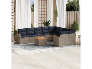 Vidaxl ensemble de canapé de jardin 10 pcs avec coussins gris résine tressée
