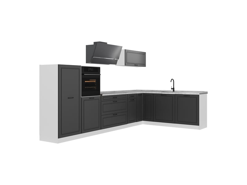 Vicco cuisine en angle, anthracite campagneblanc, 347 x cm plan de travail marbre - Conforama A