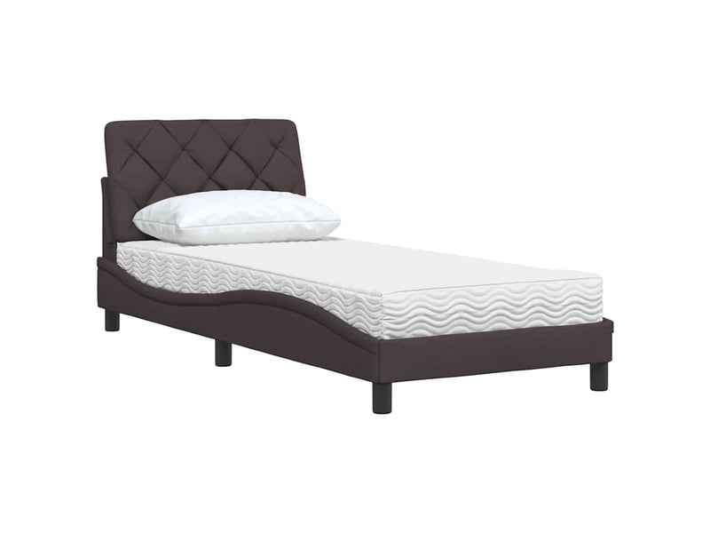  Lit adulte, lit simple, lit avec matelas marron foncé 80x200cm tissu cf17621  - Conforama D