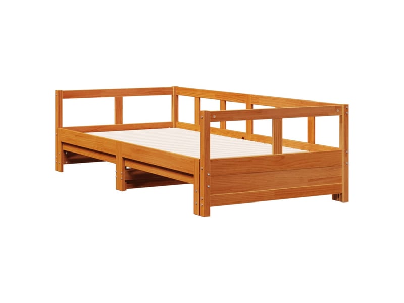  Lit simple- lit adulte -  lit de jour sans matelas  marron 80x200 cm bois pin massif  - Conforama B