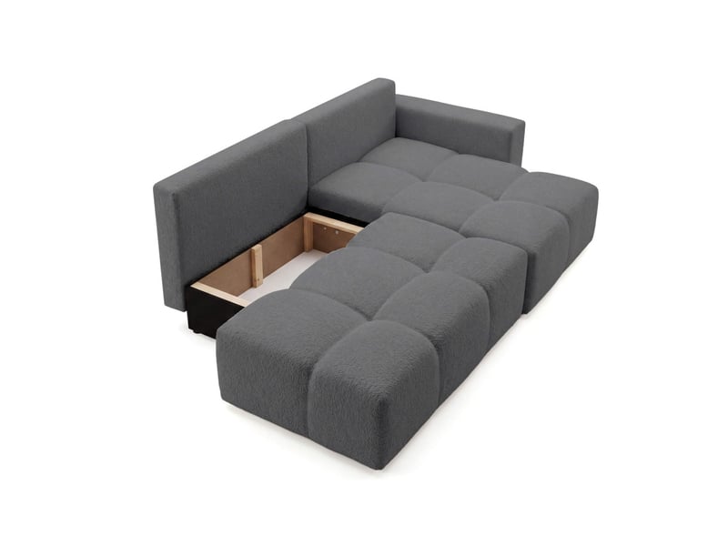  Celine - canapé d'angle fixe convertible 4 places en bouclette  - Conforama E