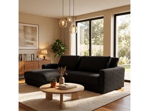 Canapé venezia laine bouclée angle g noir 3 pl