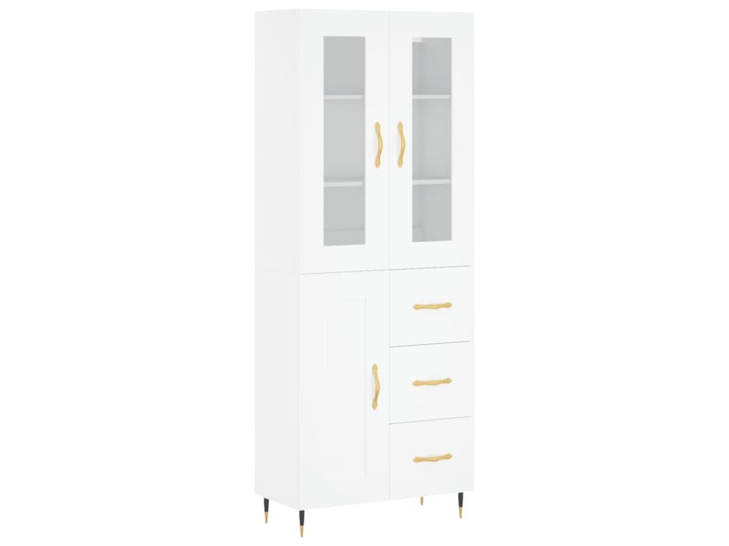  Buffet haut - bahut - meuble de rangement blanc 69,5x34x180 cm bois d'ingénierie  - Conforama A
