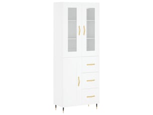 Buffet haut - bahut - meuble de rangement blanc 69,5x34x180 cm bois d'ingénierie