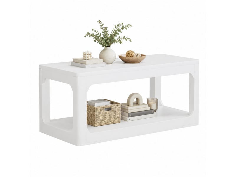  Table basse 100x50x44,5 cm en mdf avec étagère blanche chicfurn  - Conforama A
