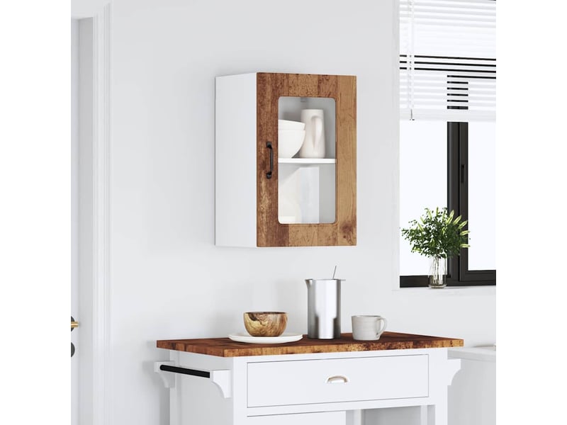  Armoire murale de cuisine avec porte vitrée kalmar bois d'ingénierie ancien shl3886  - Conforama C