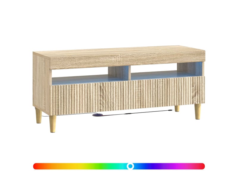  Meuble tv - banc tv - meuble de rangement led chêne sonoma bois d'ingénierie  - Conforama C