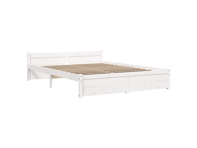  Lit double- lit adulte -  cadre de lit sans matelas blanc bois massif 140x190 cm  - Conforama B
