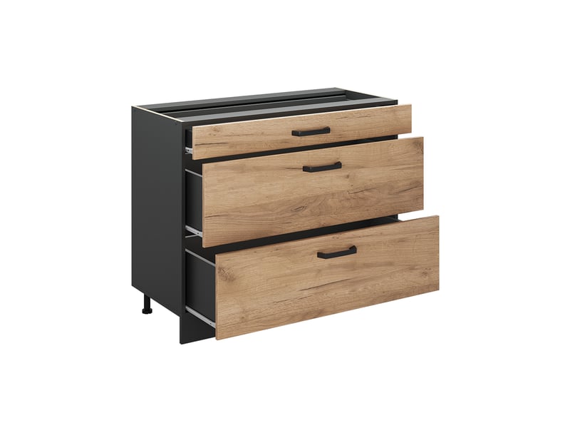 Vicco meuble cuisine, chêne doréanthracite, 100cm plan de travail anthracite - Conforama C