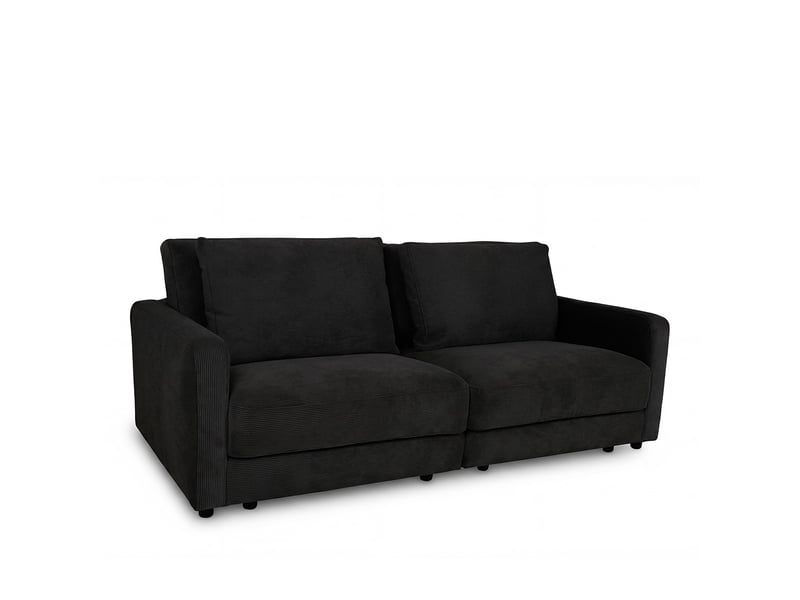  Canapé droit velours côtelé noir venezia 3 pl 3CA56.CA.3D.19 - Conforama D
