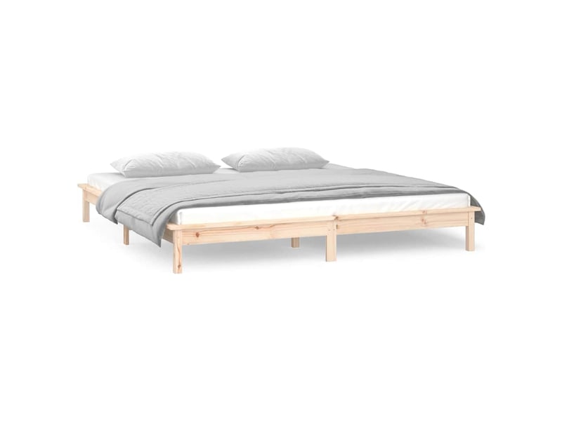  Lit double- lit adulte -  cadre de lit à led sans matelas 135x190 cm bois massif  - Conforama C