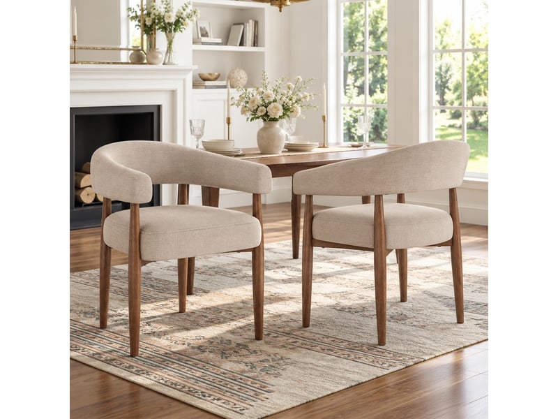  Chaise, coloris taupe, matière chenille, dimensions : 60 x 59 x 75 cm  - Conforama E