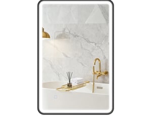 Grand miroir led pour salle de bain 90 x 60 cm - 3 couleurs de lumière, dimmer, fonction mémoire, installation horizontale et verticale, cadre aluminium noir