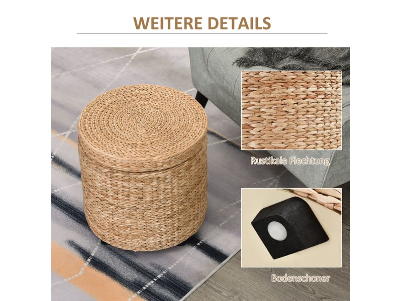  Pouf de rangement 43x43x43 cm couvercle amovible kaki  - Conforama C
