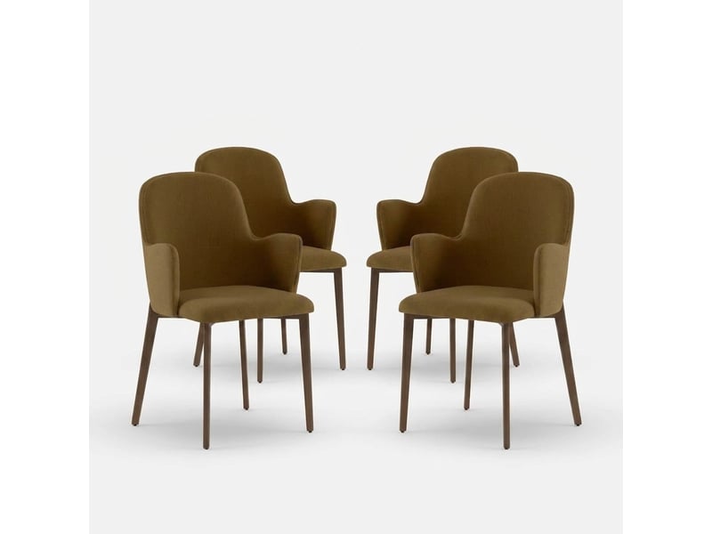  Lot de 4 chaises de salle à manger rembourrées en tissu easy-clean hug - marron  - Conforama A