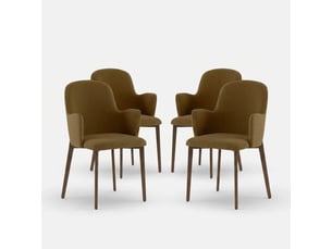 Lot de 4 chaises de salle à manger rembourrées en tissu easy-clean hug - marron