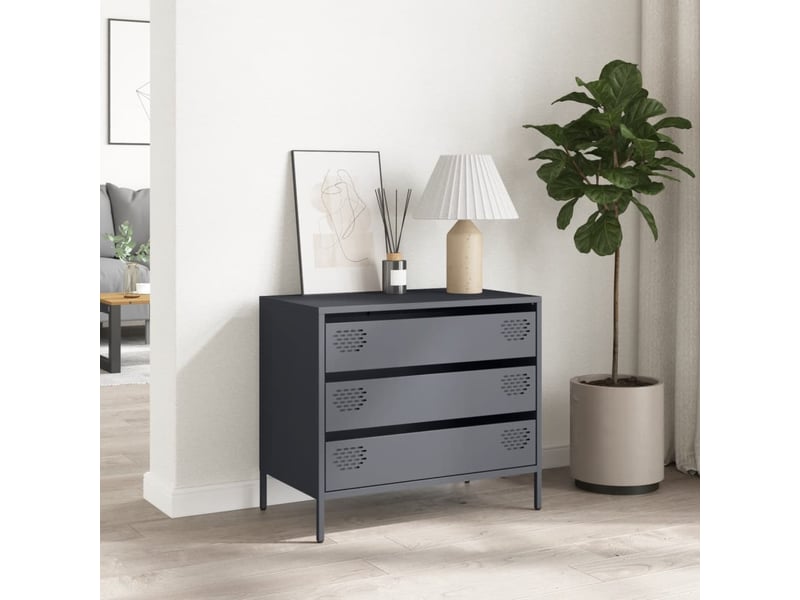  Buffet - bahut - meuble de rangement anthracite 68x39x58,5 cm acier laminé à froid  - Conforama C