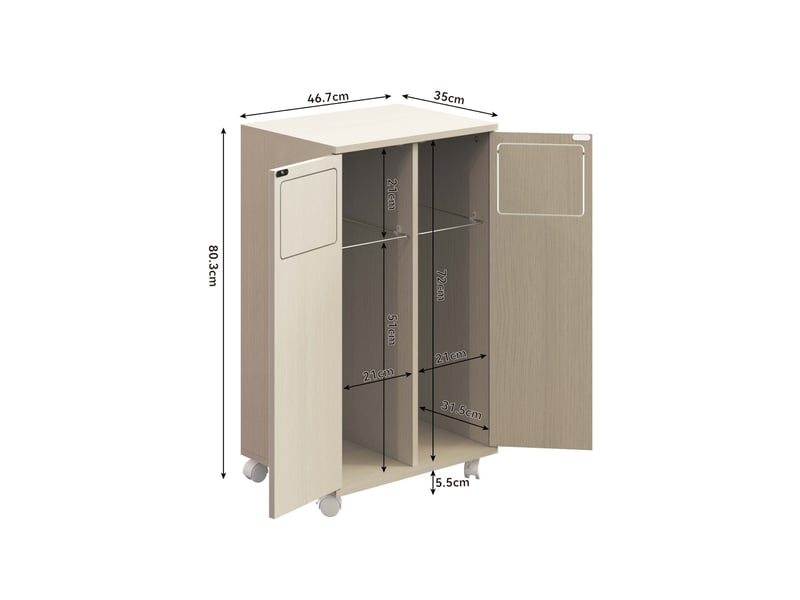 Armoire de tri des déchets modenvie 46,7 x 35 x 80,3 cm en mdf effet bois clair avec roulettes blanches - Conforama C