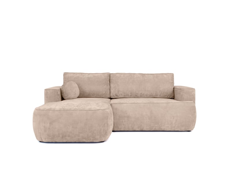  Canapé d'angle moon mini avec fonction couchage, tissu flow, gauche, beige (02)  - Conforama C