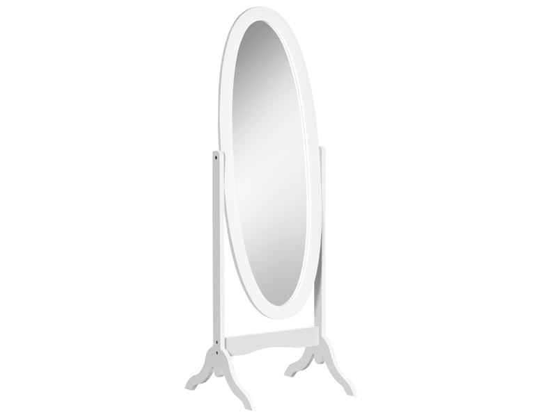  Miroir à pied ovale style shabby chic inclinaison réglable dim. 48l x 46l x 147h cm mdf blanc  - Conforama A