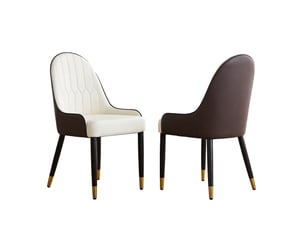 Lot de 2 chaises de salle à manger - 43x44x91 cm - chaises rembourrées bicolores en pu avec pieds en métal - blanc et marron