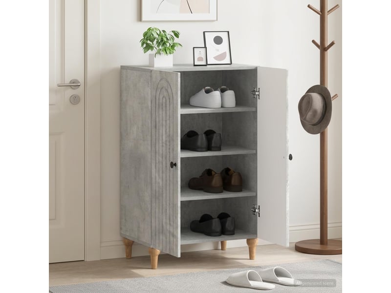  Meuble à chaussure, cabinet à chaussures alkmaar 59,5x39,5x90 cm gris béton  - Conforama B