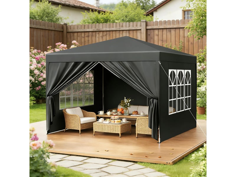  Gazebo de jardin stable 3x3 m, pavillon pliable pour mariage, terrasse et événements  - Conforama D