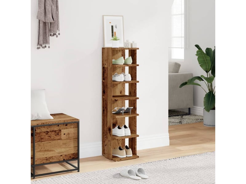  Meuble à chaussure, armoire à chaussures vieux bois 28x27x102 cm bois d'ingénierie  - Conforama C