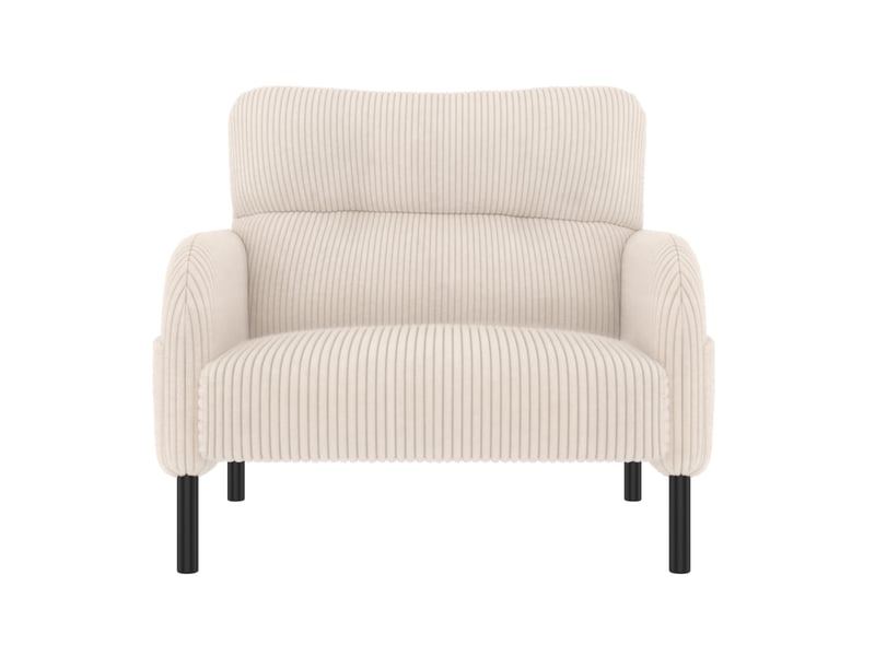  Fauteuil d'accent 67x75x79cm – fauteuil lounge individuel contemporain avec assise profonde et poches latérales double face – velours côtelé - beige  - Conforama A