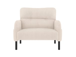 Fauteuil d'accent 67x75x79cm – fauteuil lounge individuel contemporain avec assise profonde et poches latérales double face – velours côtelé - beige