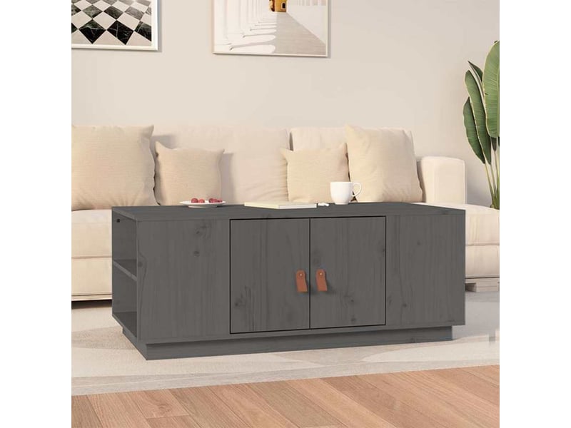 Table basse - table de salon - table à thé gris 100x50x41 cm bois massif de pin  - Conforama B