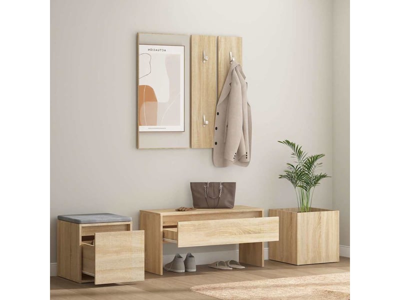  Ensemble de meubles de couloir chêne sonoma bois d'ingénierie shl75523  - Conforama C