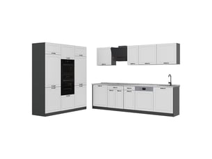 Vicco cuisine, blanc campagneanthracite, 180cm plan de travail marbre