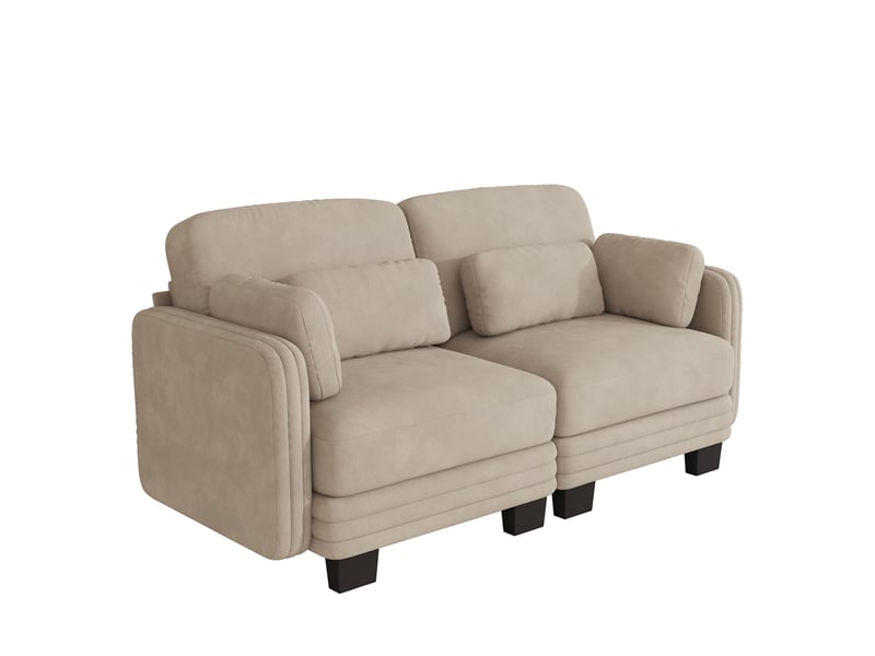  Canapé 2 places modulaire,176x88x88 cm,chenille,marron clair  - Conforama D