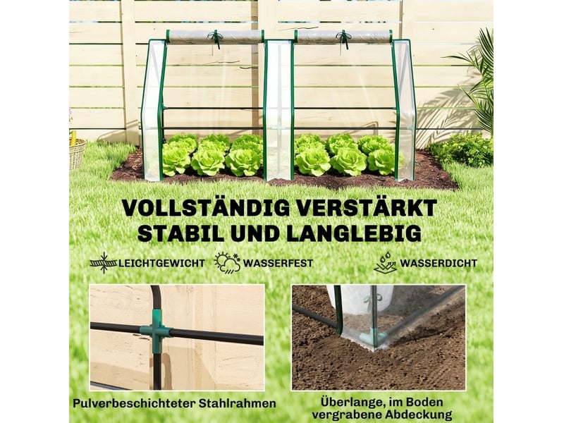  Serre portable en acier transparent 180 x 90 x 90 cm avec fenêtres à fermeture éclair, hiver-proof  - Conforama D