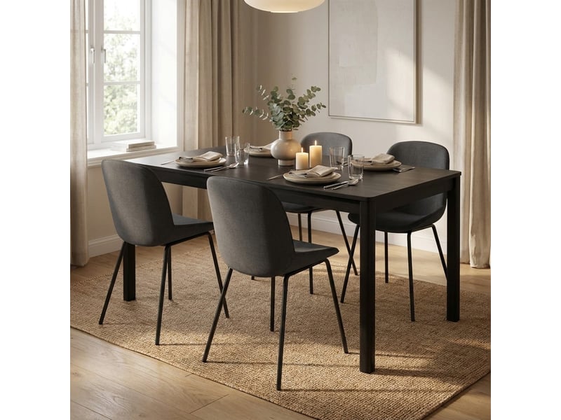  Lot de 4 chaises de salle à manger rembourrées en tissu adhara - gris foncé  - Conforama B