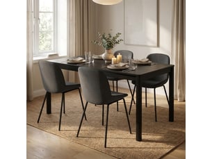 Lot de 4 chaises de salle à manger rembourrées en tissu adhara - gris foncé
