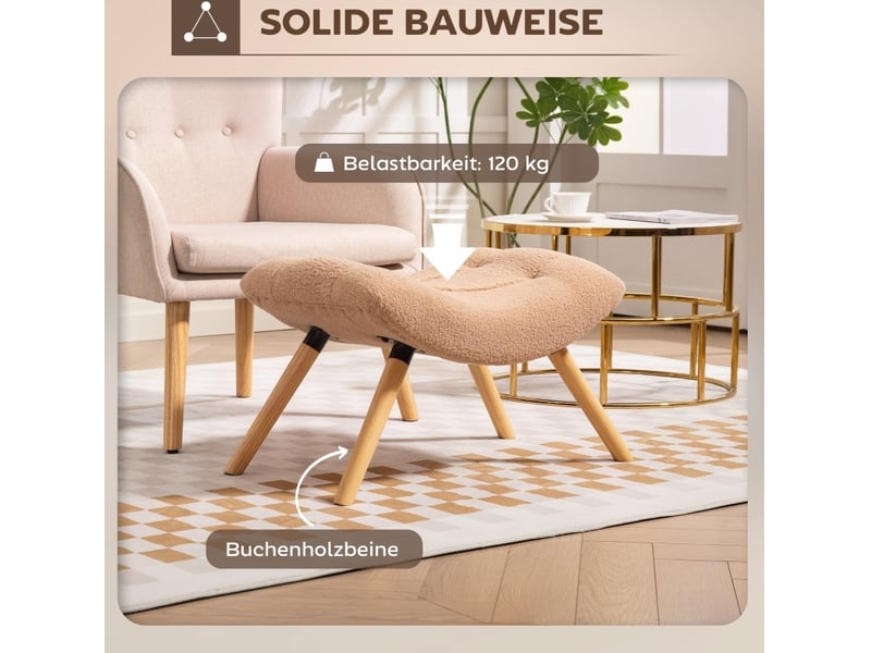  Pouf 67x45x38 cm design pieds en bois marron  - Conforama E