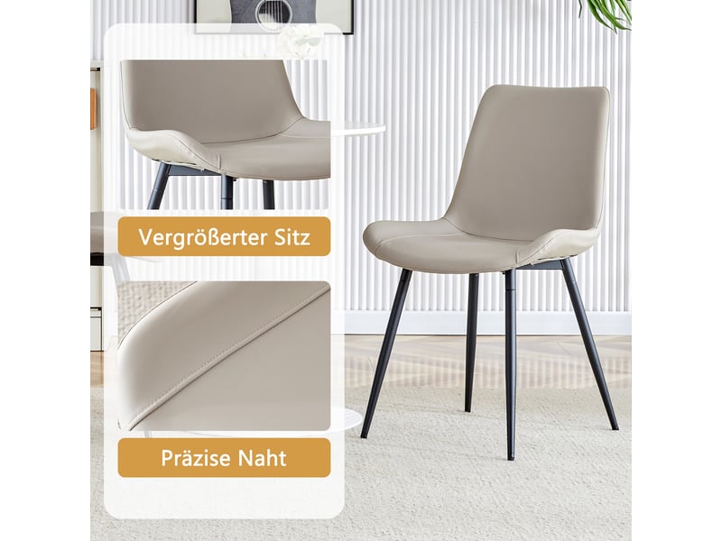  Ensemble table à manger et 4 chaises, 100 cm, forme ronde, en mdf et effet bois et simili cuir, coloris gris, style minimaliste  - Conforama E